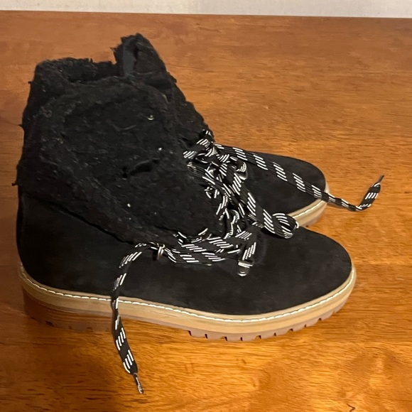 RENVY BLACK SUEDE COMBAT BOOTS - Picture 3 of 4